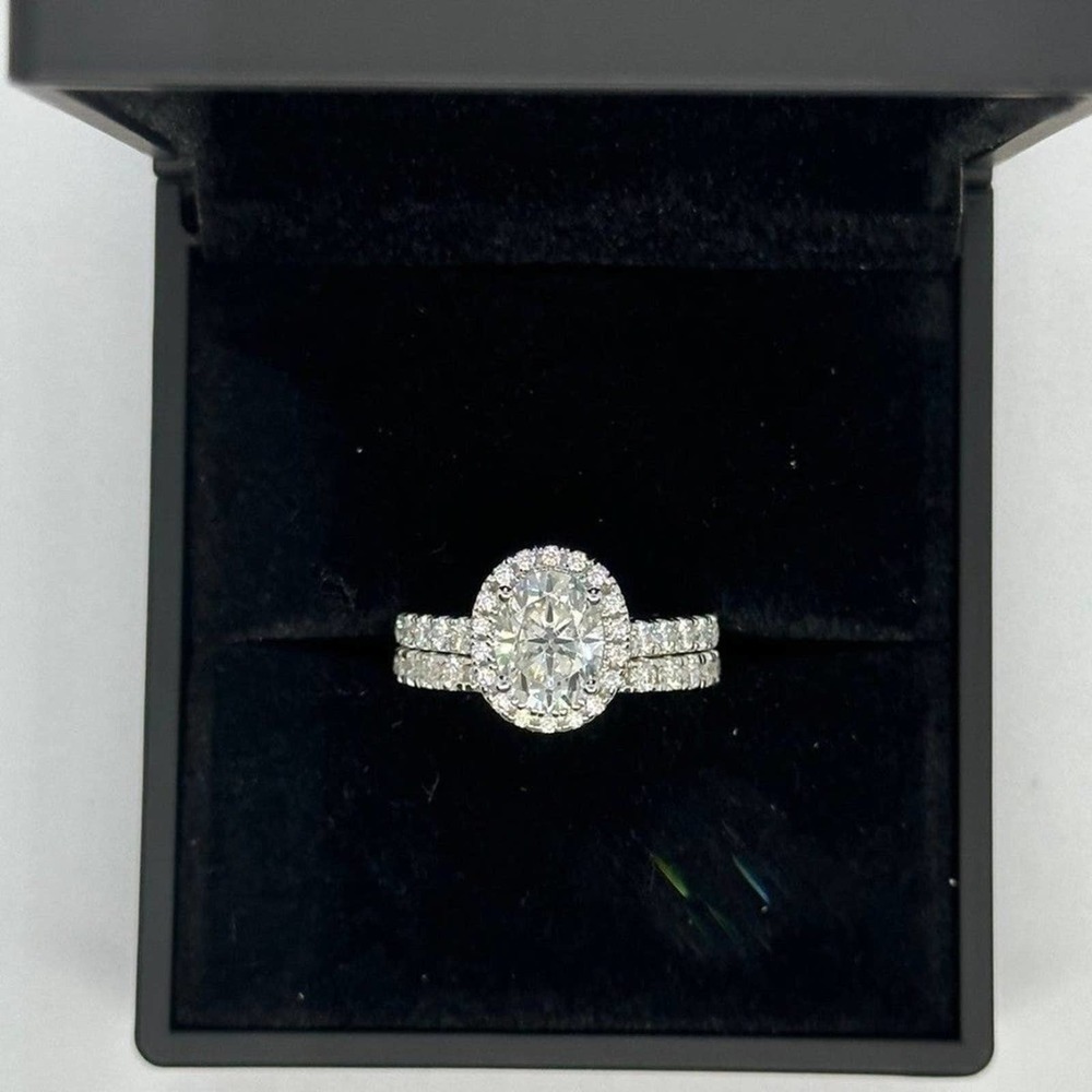 Moissanite Engagement Ring Oval Cut GRA Certified Wedding Anniversary 18K 925 - Picture 13 of 14